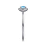 Promise Ring - 14K White Gold Blue Topaz and Diamond Halo Promise Ring - 0.06 ct
