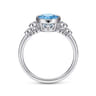 Promise Ring - 14K White Gold Blue Topaz and Diamond Ring - 0.06 ct