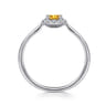 Promise Ring - 14K White Gold Citrine and Diamond Halo Promise Ring - 0.06 ct