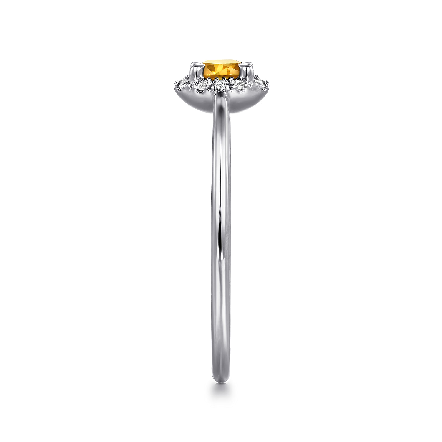 Promise Ring - 14K White Gold Citrine and Diamond Halo Promise Ring