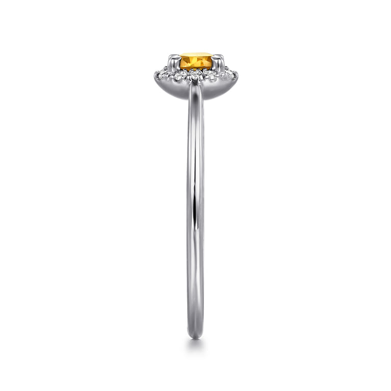 Promise Ring - 14K White Gold Citrine and Diamond Halo Promise Ring - 0.06 ct - Shot 4