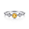 Promise Ring - 14K White Gold Citrine and Diamond Promise Ring - 0.05 ct