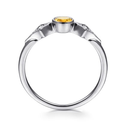 Promise Ring - 14K White Gold Citrine and Diamond Promise Ring