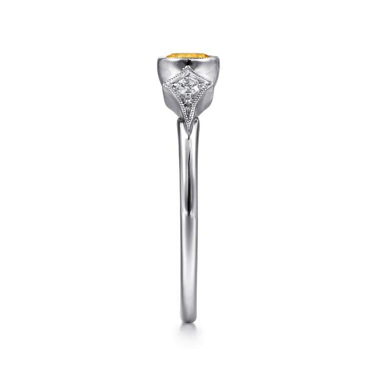 Promise Ring - 14K White Gold Citrine and Diamond Promise Ring - 0.05 ct - Shot 4