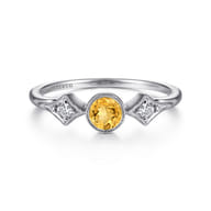 Promise Ring - 14K White Gold Citrine and Diamond Ring