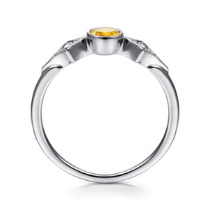 Promise Ring - 14K White Gold Citrine and Diamond Ring