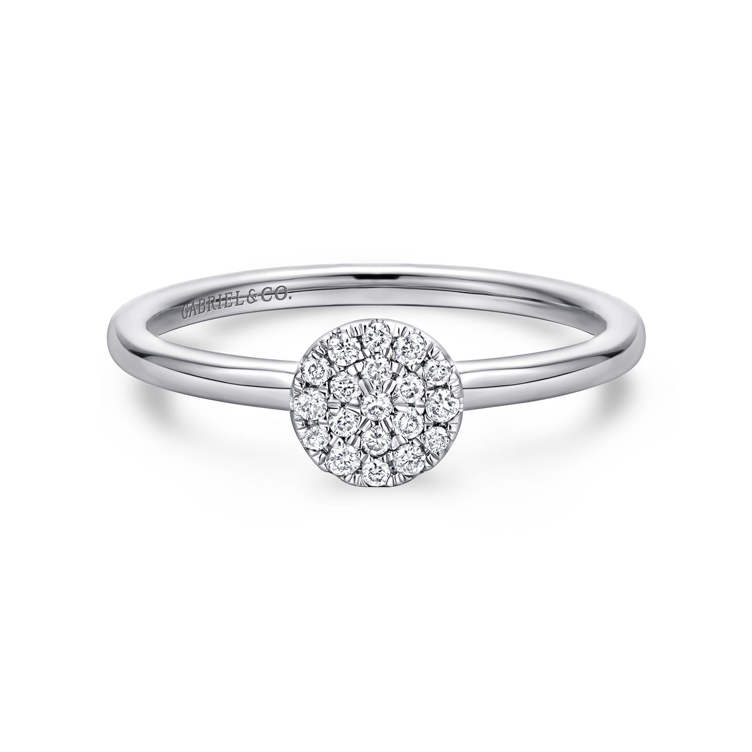 Promise Ring - 14K White Gold Classic Round Diamond Pave Promise Ring - 0.1 ct - Shot 1