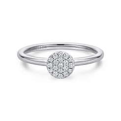 Promise Ring - 14K White Gold Classic Round Diamond Pave Promise Ring