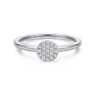 Promise Ring - 14K White Gold Classic Round Diamond Pave Promise Ring