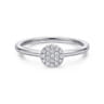 Promise Ring - 14K White Gold Classic Round Diamond Pave Promise Ring - 0.1 ct