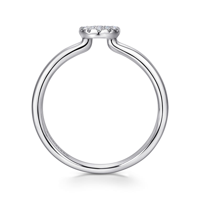 Promise Ring - 14K White Gold Classic Round Diamond Pave Promise Ring - 0.1 ct - Shot 2