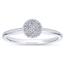 Promise Ring - 14K White Gold Classic Round Diamond Pave Promise Ring - 0.1 ct