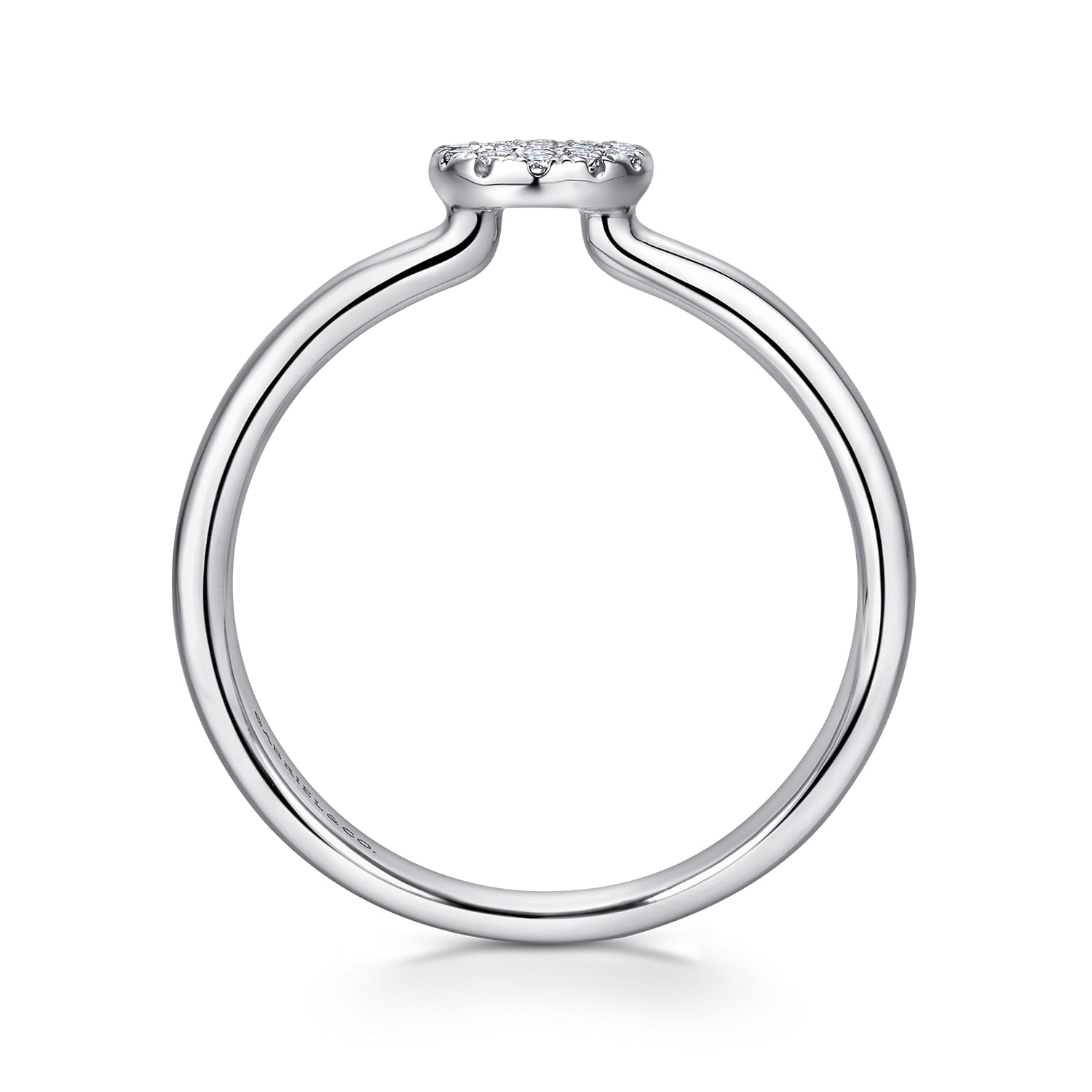 Promise Ring - 14K White Gold Classic Round Diamond Pave Ring