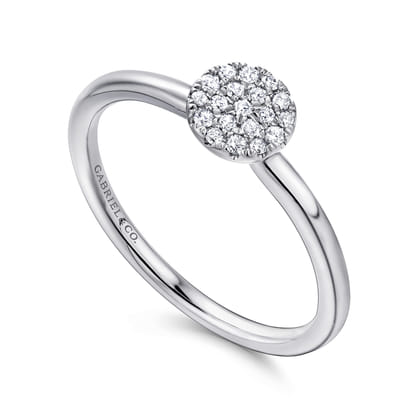 Promise Ring - 14K White Gold Classic Round Diamond Pave Ring