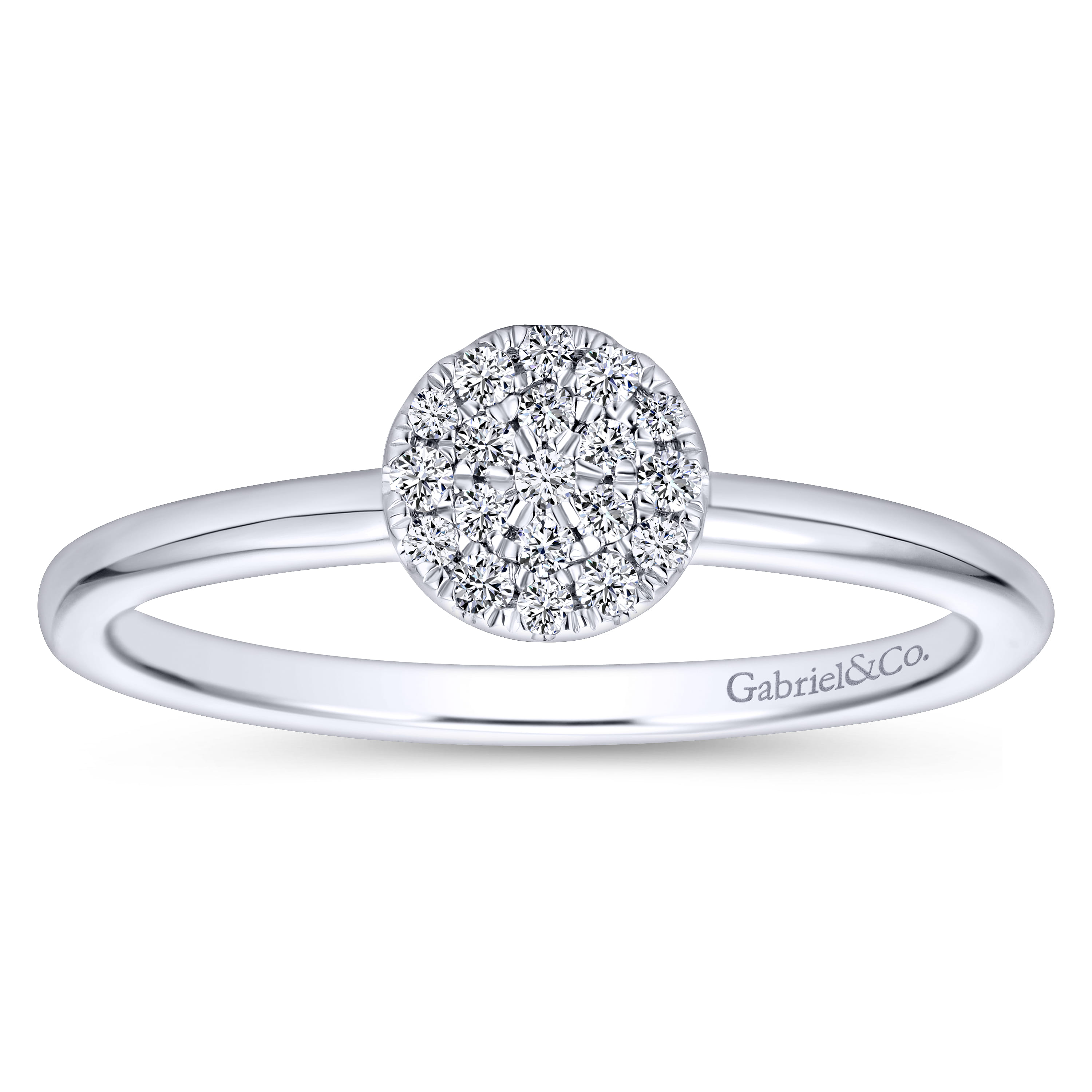 Promise Ring - 14K White Gold Classic Round Diamond Pave Ring