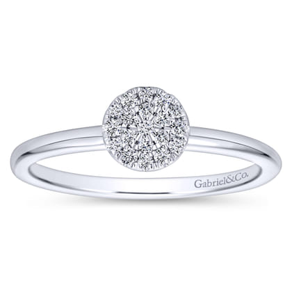 Promise Ring - 14K White Gold Classic Round Diamond Pave Ring