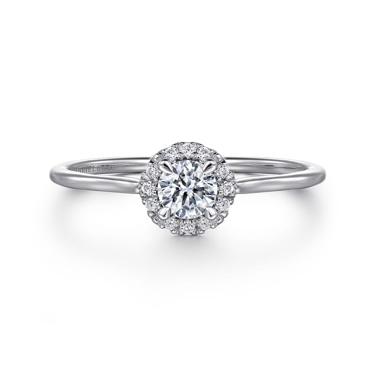 Promise Ring - 14K White Gold Diamond Halo Ring - 0.3 ct - Shot 1