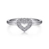 Promise Ring - 14K White Gold Diamond Pave Open Heart Promise Ring - 0.07 ct