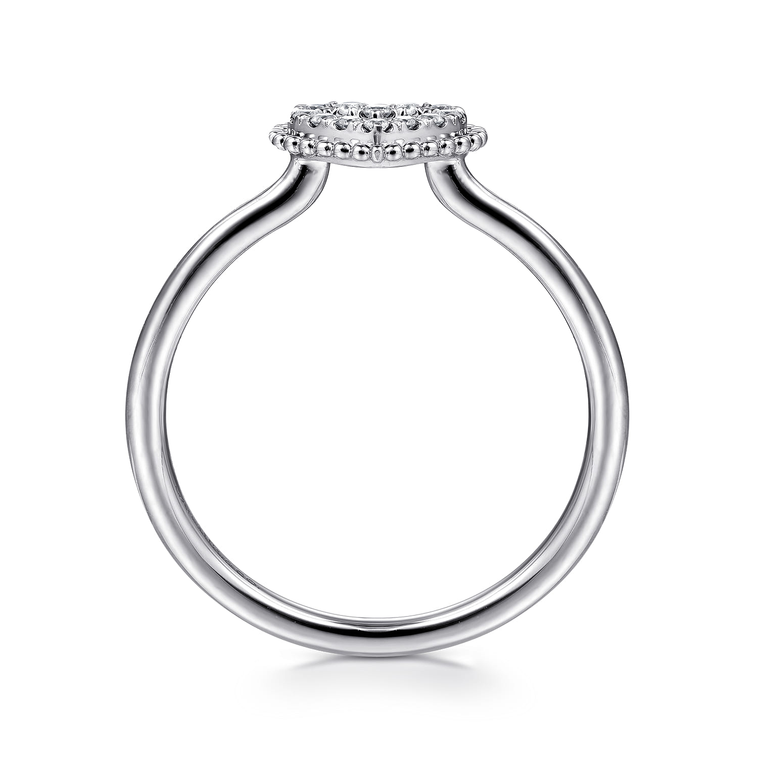 Promise Ring - 14K White Gold Diamond Pave Open Heart Promise Ring - 0.07 ct - Shot 2