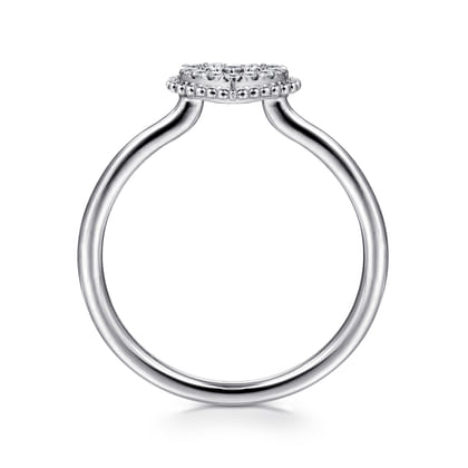 Promise Ring - 14K White Gold Diamond Pave Open Heart Promise Ring