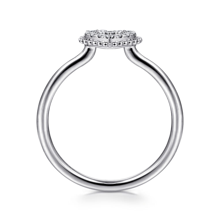 Promise Ring - 14K White Gold Diamond Pave Open Heart Promise Ring - 0.07 ct - Shot 2