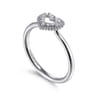 Promise Ring - 14K White Gold Diamond Pave Open Heart Promise Ring - 0.07 ct
