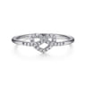 Promise Ring - 14K White Gold Diamond Pretzel Love Knot Heart Promise Ring - 0.16 ct