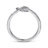 Promise Ring - 14K White Gold Diamond Pretzel Love Knot Heart Promise Ring - 0.16 ct