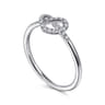 Promise Ring - 14K White Gold Diamond Pretzel Love Knot Heart Promise Ring - 0.16 ct