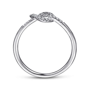 Promise Ring - 14K White Gold Diamond Pretzel Love Knot Heart Ring