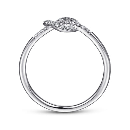 Promise Ring - 14K White Gold Diamond Pretzel Love Knot Heart Ring
