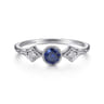 Promise Ring - 14K White Gold Diamond and Sapphire 3 Stone Promise Ring - 0.05 ct