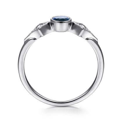 Promise Ring - 14K White Gold Diamond and Sapphire 3 Stone Promise Ring