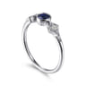 Promise Ring - 14K White Gold Diamond and Sapphire 3 Stone Promise Ring - 0.05 ct