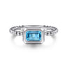 Promise Ring - 14K White Gold Diamond and Swiss Blue Topaz Promise Ring