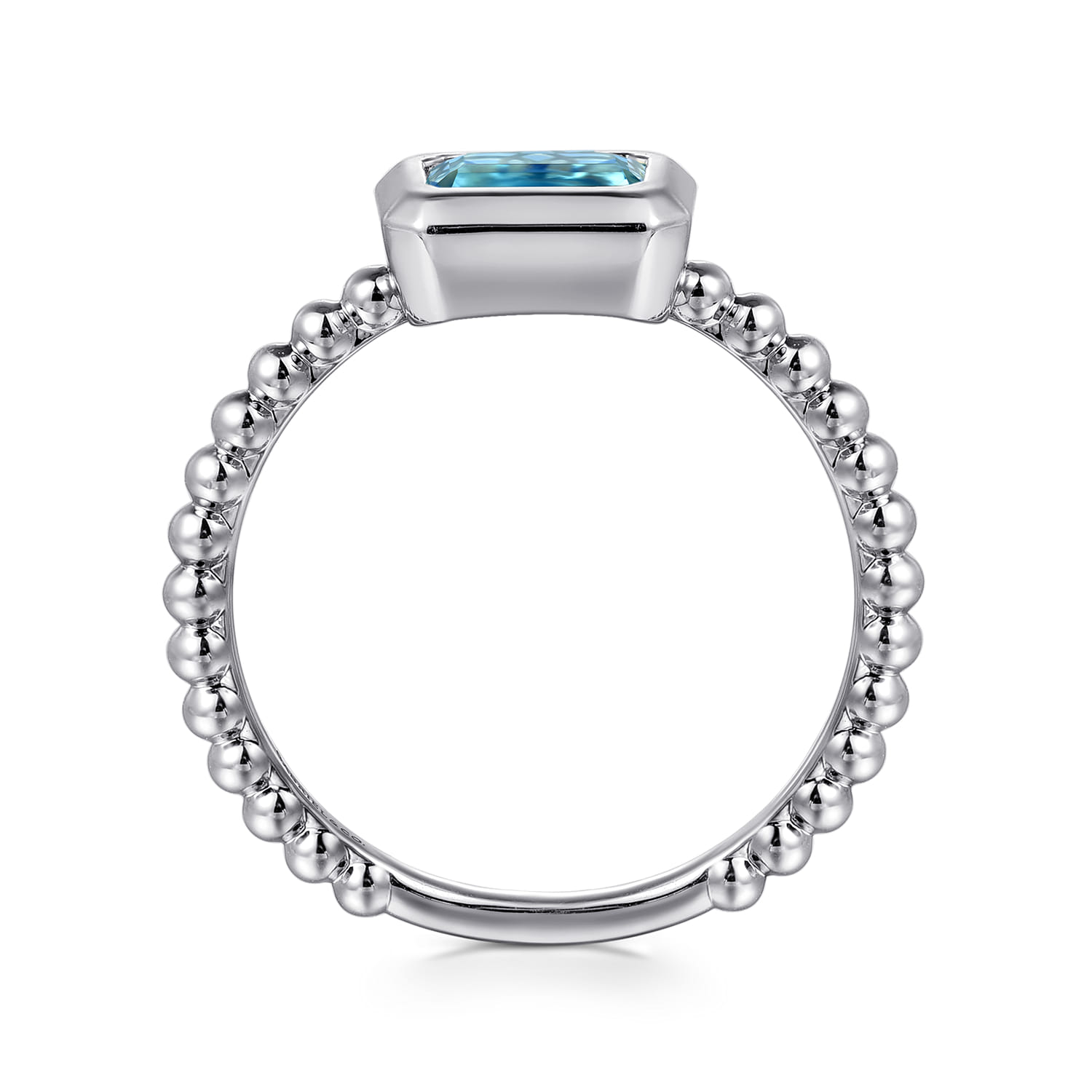 Promise Ring - 14K White Gold Diamond and Swiss Blue Topaz Promise Ring - Shot 2