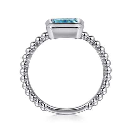 Promise Ring - 14K White Gold Diamond and Swiss Blue Topaz Promise Ring