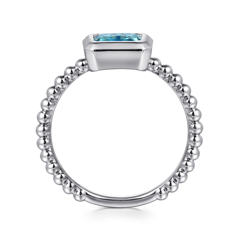 Promise Ring - 14K White Gold Diamond and Swiss Blue Topaz Promise Ring - Shot 2