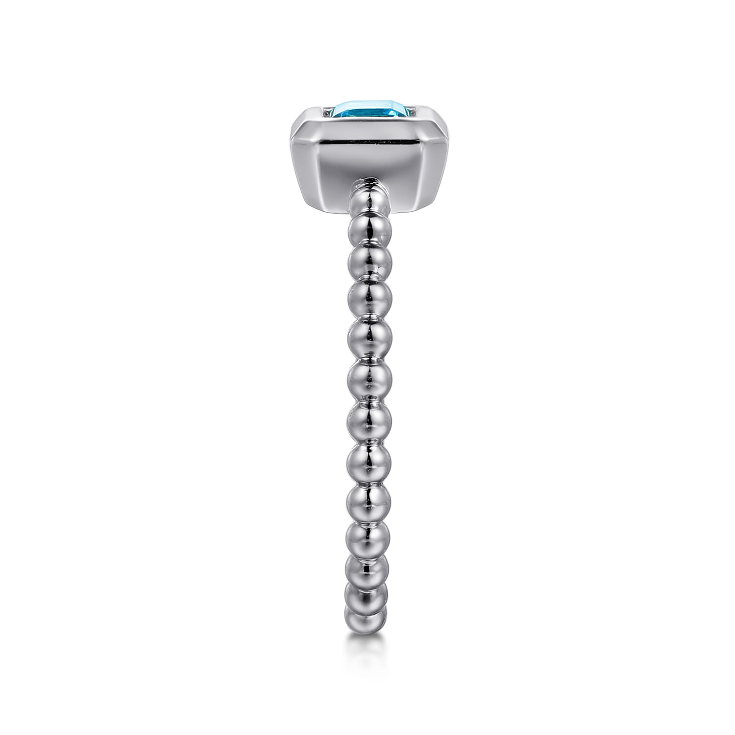 Promise Ring - 14K White Gold Diamond and Swiss Blue Topaz Promise Ring - Shot 4