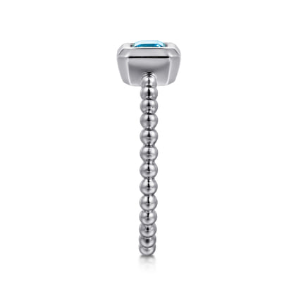 Promise Ring - 14K White Gold Diamond and Swiss Blue Topaz Promise Ring