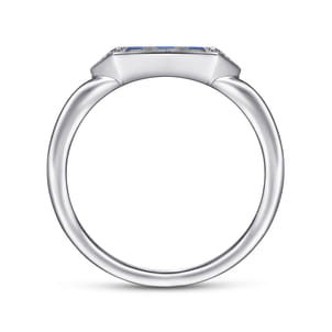 Promise Ring - 14K White Gold Diamond and Trio Princess Cut Sapphire Ladies Ring