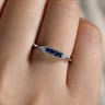 Promise Ring - 14K White Gold Diamond and Trio Princess Cut Sapphire Promise Ring - 0.01 ct