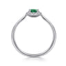 Promise Ring - 14K White Gold Emerald and Diamond Halo Ring - 0.06 ct