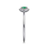 Promise Ring - 14K White Gold Emerald and Diamond Halo Ring - 0.06 ct