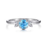 Promise Ring - 14K White Gold Floral Blue Topaz Diamond Promise Ring - 0.04 ct