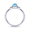 Promise Ring - 14K White Gold Floral Blue Topaz Diamond Promise Ring - 0.04 ct