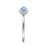 Promise Ring - 14K White Gold Floral Blue Topaz Diamond Promise Ring - 0.04 ct