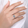 Promise Ring - 14K White Gold Floral Blue Topaz Diamond Promise Ring - 0.04 ct