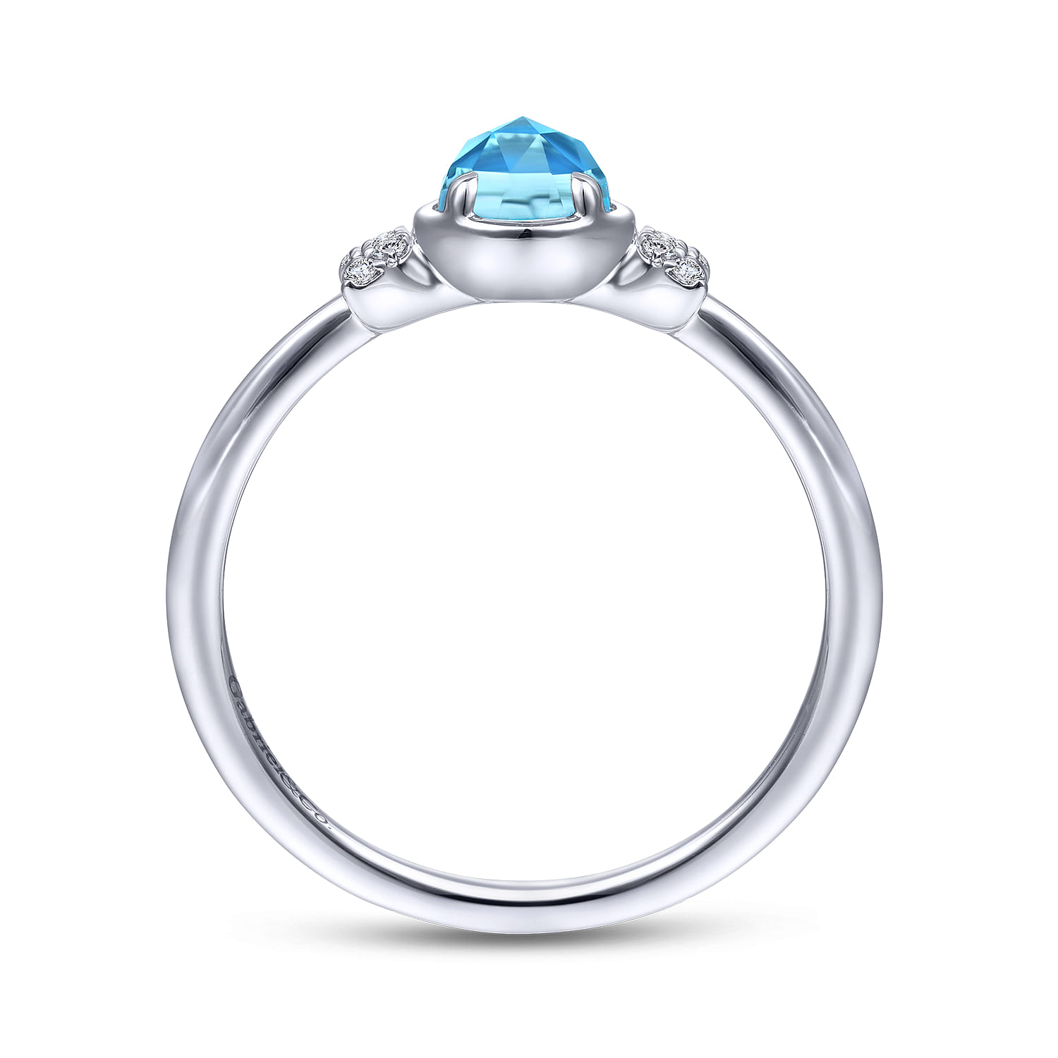 Promise Ring - 14K White Gold Floral Blue Topaz Diamond Ring