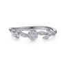 Promise Ring - 14K White Gold Floral Diamond Stackable Promise Ring - 0.1 ct